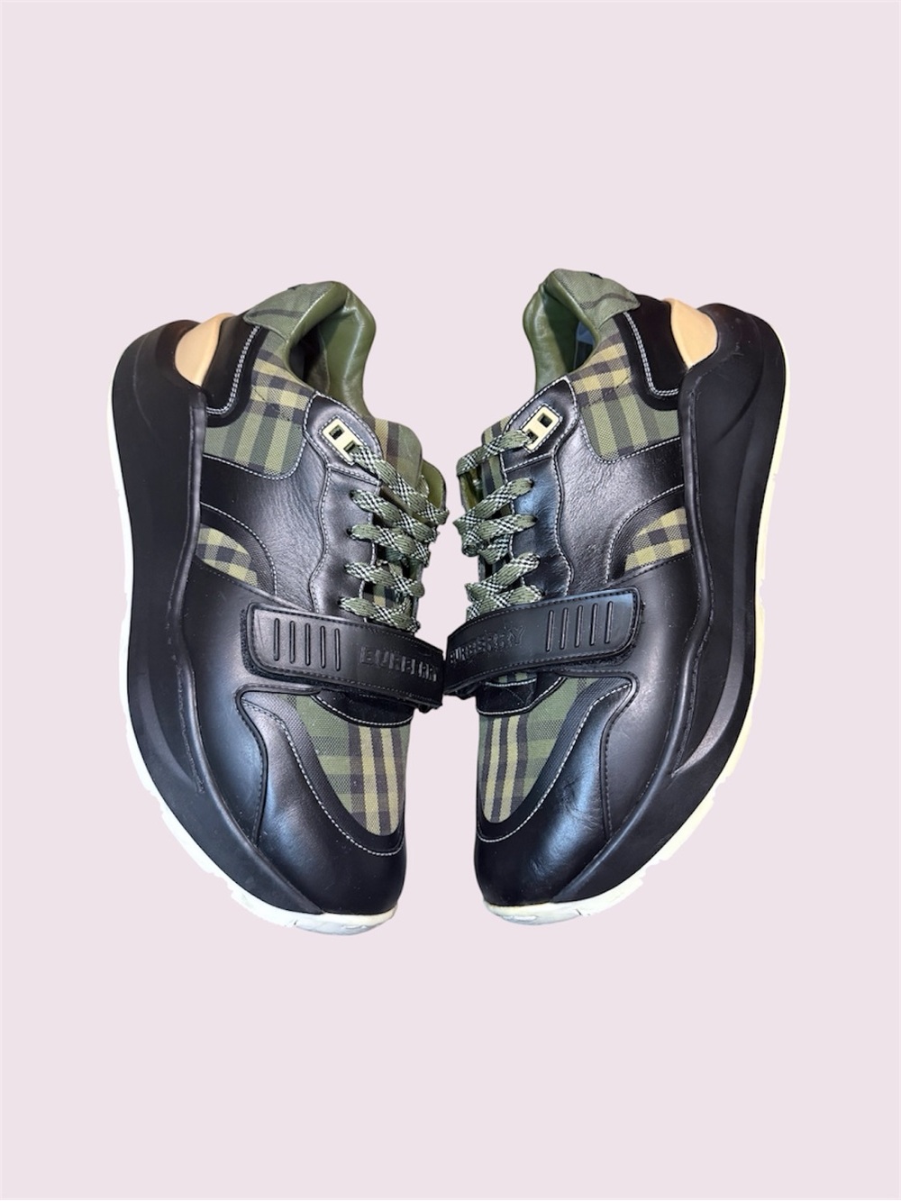 Burberry Green & Black Ramsey Low Sneakers Size 46eu 13US